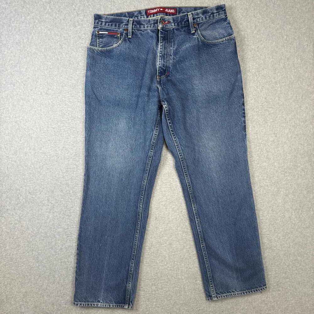 Vintage Y2K Tommy Jeans Men's Size 36x30 Medium Wash Blue Straight Leg